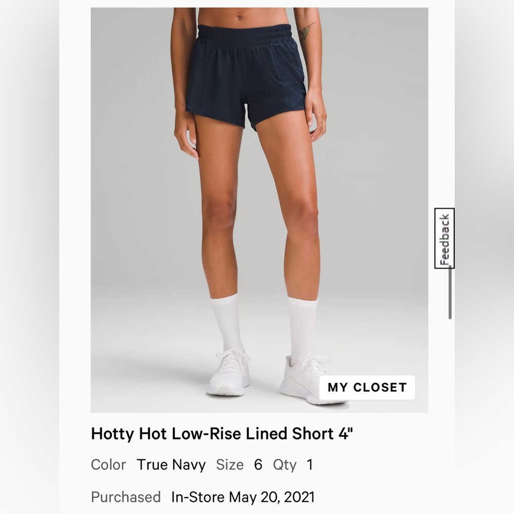 Lulu Lemon Hotty Hot Low Rise Lined Short 4”